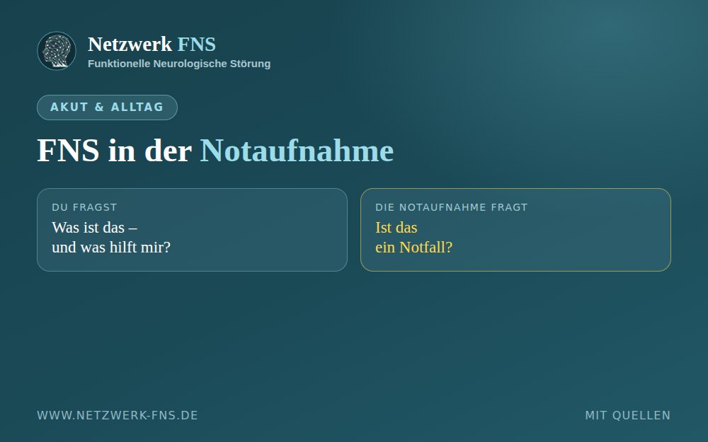 FNS in der Notaufnahme: Gegen&uuml;berstellung der Frage von Betroffenen, was das ist und was hilft, mit der Frage der Notaufnahme, ob ein Notfall vorliegt